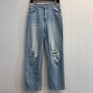 Hollister Womens Boho Grunge Distressed Torn Wide Leg Jeans Size 9R High Rise